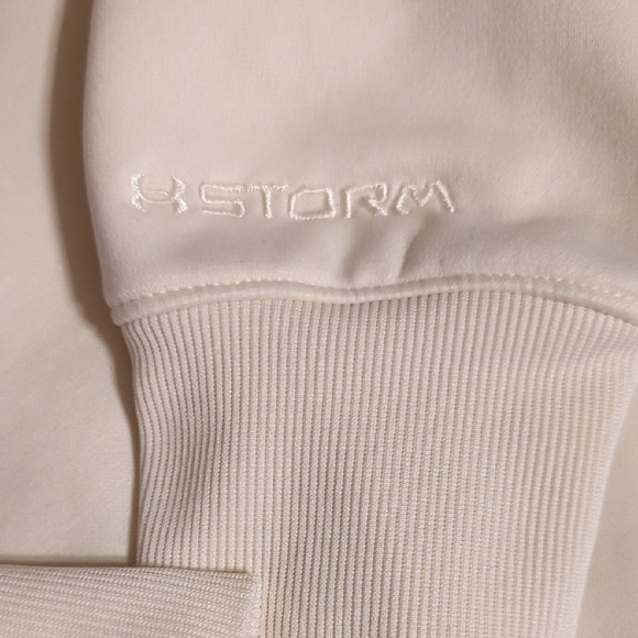 Under Armour Cream Hoodie with Blue Logo - Picture 6 of 7